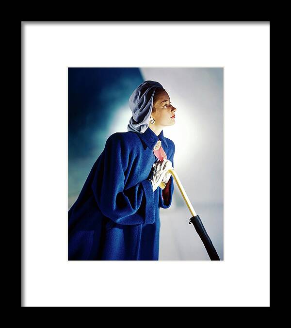 Fashion Framed Print featuring the photograph Model In A Original Modes Coat by Horst P. Horst