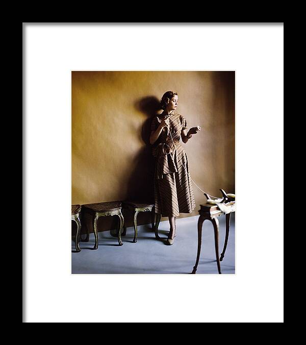 Crafts Framed Print featuring the photograph Model In An Adele Simpson Dress by Horst P. Horst