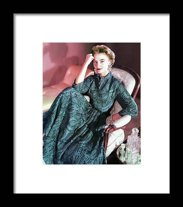 Fashion Framed Print featuring the photograph Model In An Anne Fogarty Dress by Horst P. Horst