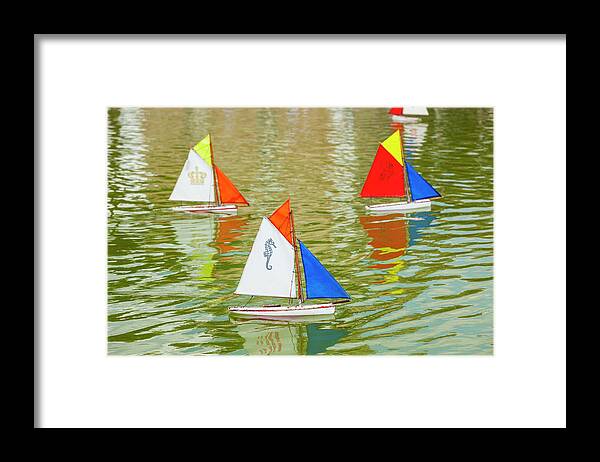 Sailboat Framed Print featuring the photograph Model Sailboats In Pond, Paris by Stuart Dee
