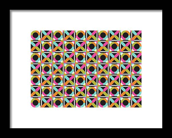 Modern Hexagon Quilt Pattern Framed Print featuring the digital art Modern Hexagon Quilt Pattern by Mindy Howard