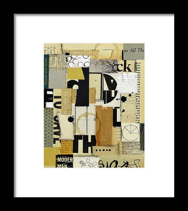 Original Collage Framed Print featuring the mixed media Modern Man by Leslie Rottner