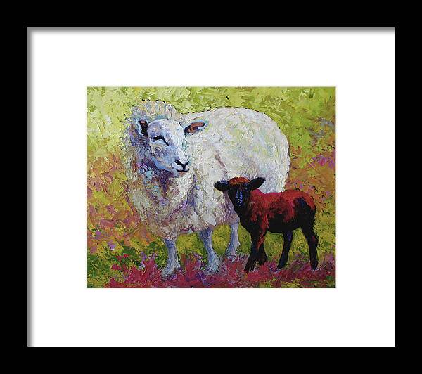 Animals Framed Print featuring the painting Moms Love Sheep by Marion Rose
