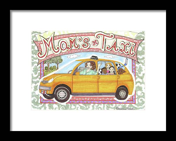Mom's Taxi Framed Print featuring the mixed media Mom's Taxi by Stephanie Hessler
