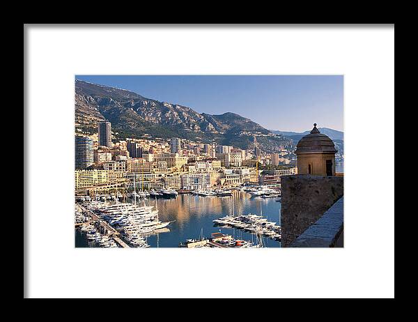 Tranquility Framed Print featuring the photograph Monaco Harbor by Copyright (c) Richard Susanto
