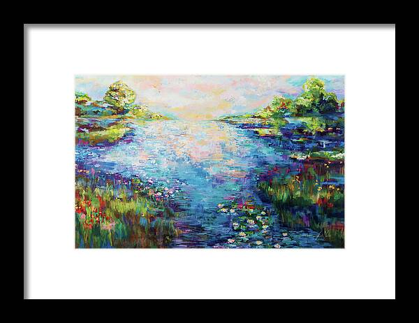 Blue Framed Print featuring the painting Monet Day by Jeanette Vertentes