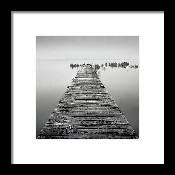 Tranquility Framed Print featuring the photograph Mono Jetty With Sandals by Billy Currie Photography