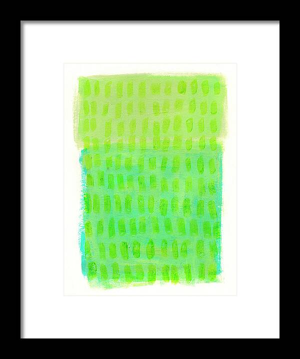 Abstract Art Framed Print featuring the painting Monochrome Green Turquoise by Jane Davies