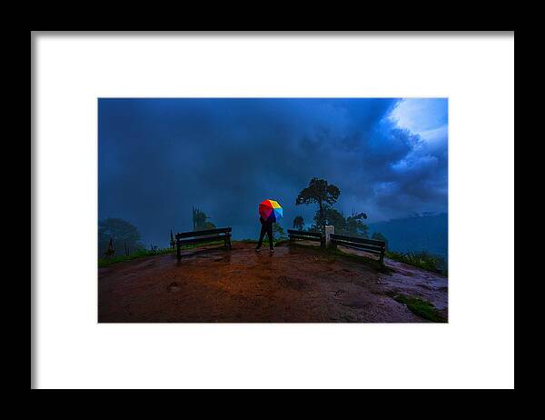 Rain Framed Print featuring the photograph Monsoon And Umbrella by Abhraneel Chakraborty