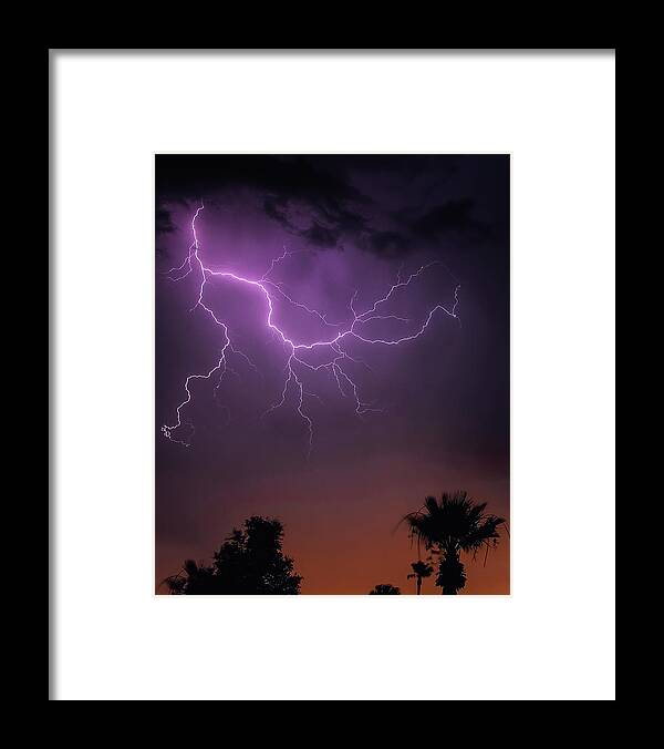 Lighting Framed Print featuring the photograph Monsoon Sunset 2019 by Elaine Malott