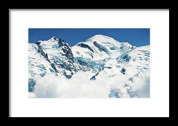 Scenics Framed Print featuring the photograph Mont Blanc Snow Summit Glacier Mountain by Fotovoyager