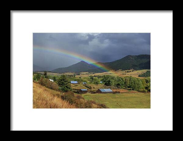 Montana Framed Print featuring the photograph Montana Farm Rainbow by Galloimages Online