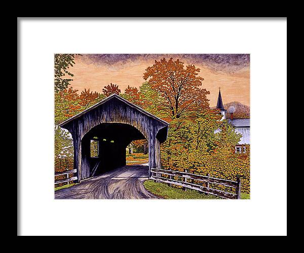 Covered Bridge Framed Print featuring the painting Montgomery Bridge by Thelma Winter