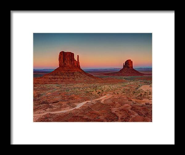 Scenics Framed Print featuring the photograph Monument Valley Sunset by Edwina Podemski