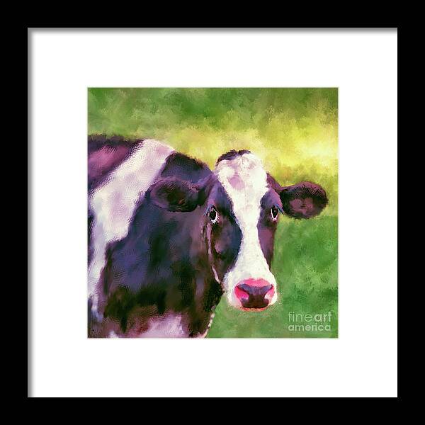 Animal Framed Print featuring the digital art Moo Cow by Lois Bryan