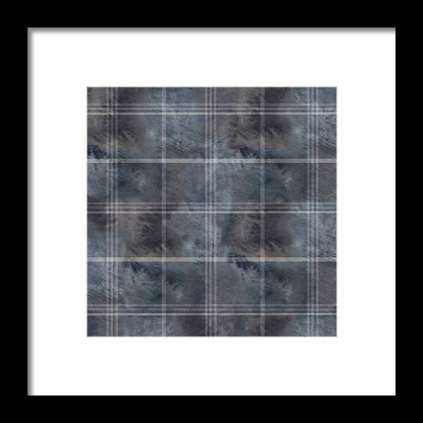 Pattern Framed Print featuring the digital art Moody Blue Plaid by Sand And Chi