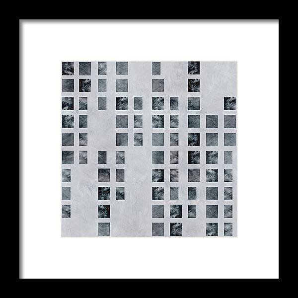Contemporary Framed Print featuring the digital art Moody Blues Data Pattern by Sand And Chi
