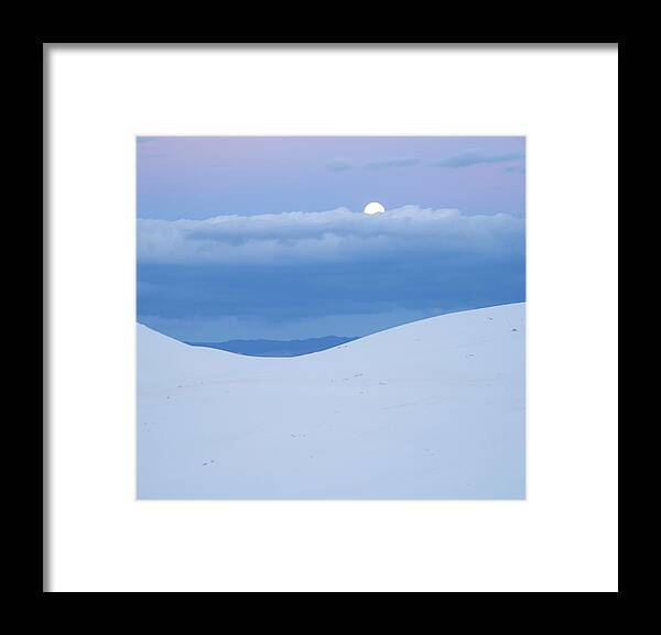 00557664 Framed Print featuring the photograph Moon And Dune, White Sands Nm, New Mexico by Tim Fitzharris