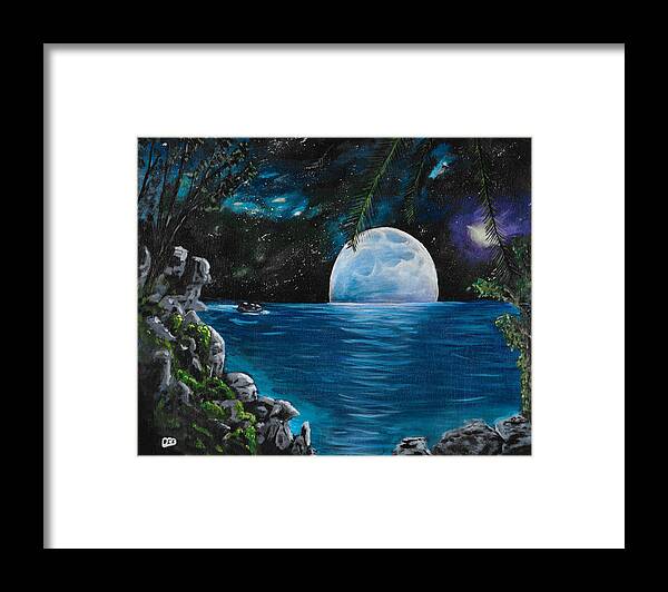 Blue Moon Framed Print featuring the painting Moon light Island by David Bigelow