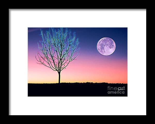 Nature Framed Print featuring the painting Moonrise by Denise Railey