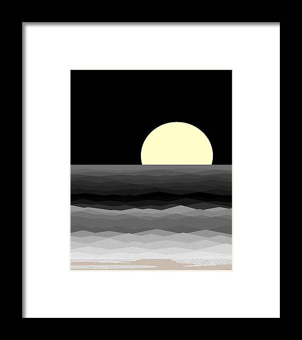 Moonrise Surf Framed Print featuring the digital art Moonrise Surf by Val Arie