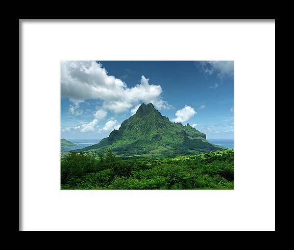 Scenics Framed Print featuring the photograph Moorea Island Mount Roto Nui Volcanic by Mlenny