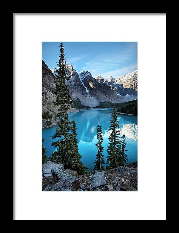 Moraine Lake Framed Print featuring the photograph Moraine Lake by Deborah Penland