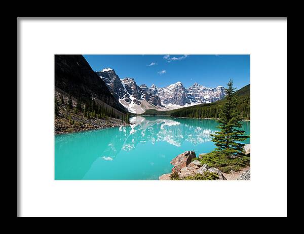 Scenics Framed Print featuring the photograph Moraine Lake - Summer Colours by Ginevre