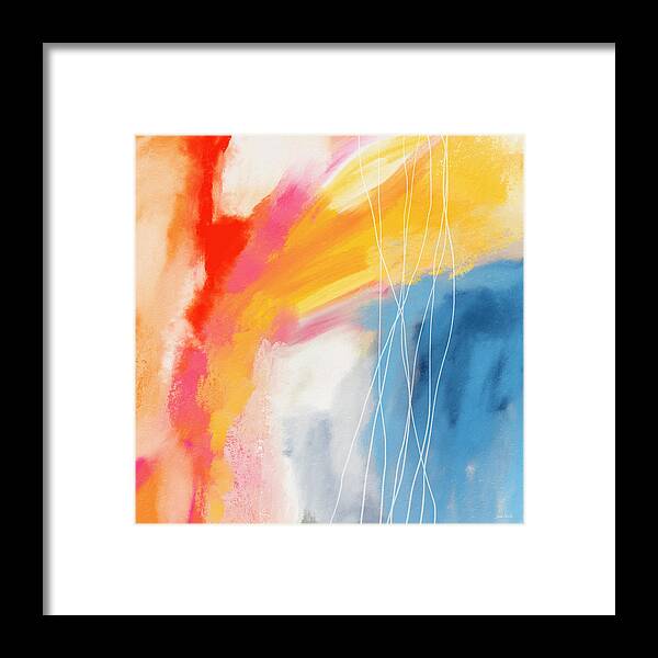 Abstract Framed Print featuring the mixed media Morning 2- Art by Linda Woods by Linda Woods
