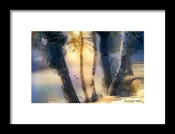 Landscape Framed Print featuring the painting Morning on the Murray by Chris Armytage