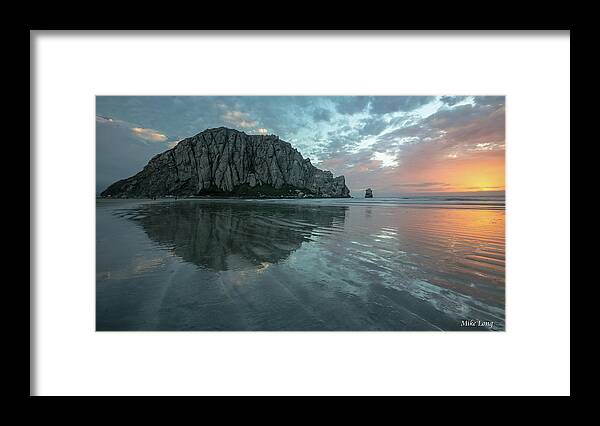 Morro Bay Framed Print featuring the photograph Morro Rock Sunset by Mike Long