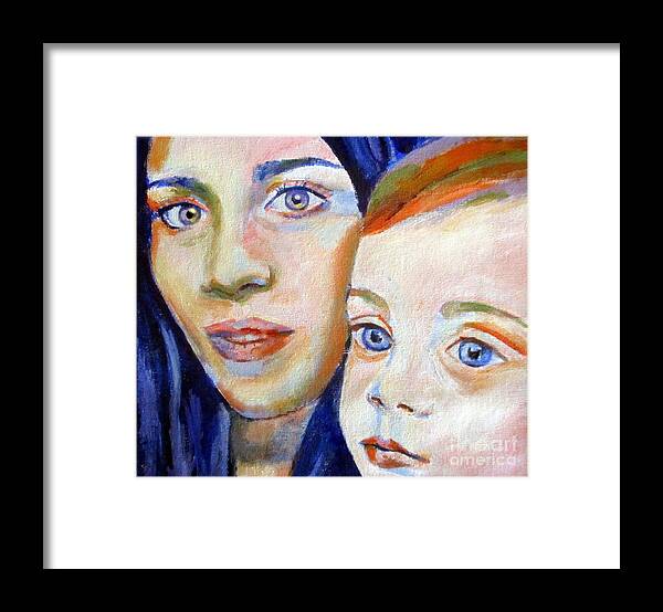 Contemporary Art Framed Print featuring the painting Mother and baby by Helena Wierzbicki