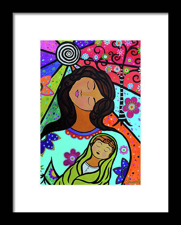Mother And Child Iii Framed Print featuring the painting Mother And Child IIi by Prisarts
