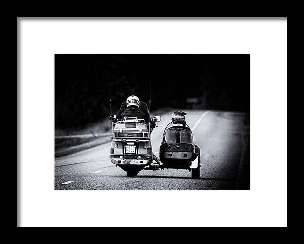 Motorbike; Framed Print featuring the photograph Motorcycle With Side Trolley by Allan Wallberg