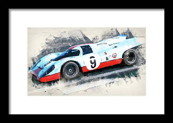 Car Framed Print featuring the painting Porsche 917k - 05 by AM FineArtPrints