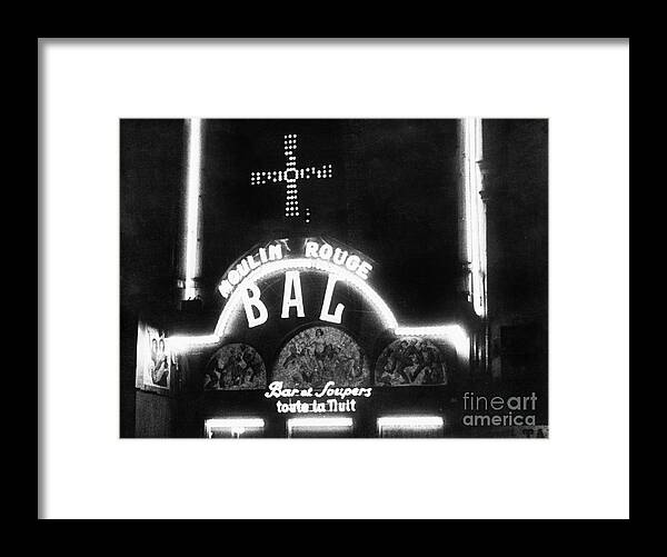 Nightclub Framed Print featuring the photograph Moulin Rouge Nightclub Sign by Bettmann