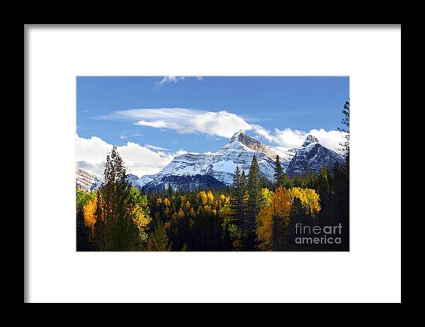 Snowcapped Framed Print featuring the photograph Mount Fryatt second tallest mountain Jasper National Park Alberta Canada by Robert C Paulson Jr