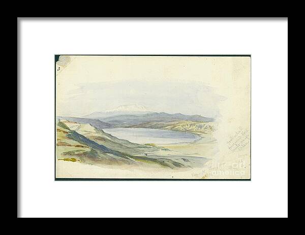 Sea Of Genneseret Framed Print featuring the painting Mount Hermon And The Sea Of Galilee, 1874 by Claude Conder