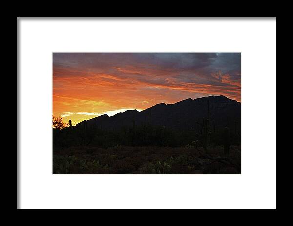 Mount Kimball Framed Print featuring the photograph Mount Kimball Sunset Glow, Tucson, AZ by Chance Kafka