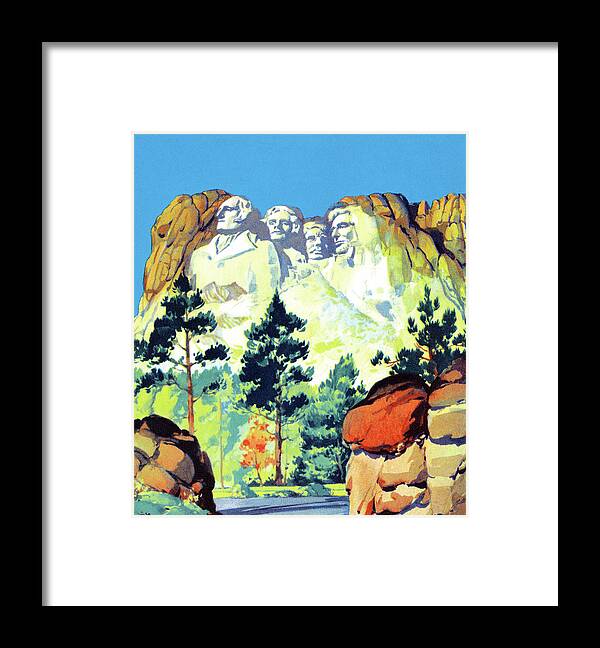 America Framed Print featuring the drawing Mount Rushmore by CSA Images