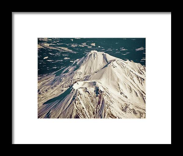 Tranquility Framed Print featuring the photograph Mount Shasta Crater From The Air by Www.bazpics.com