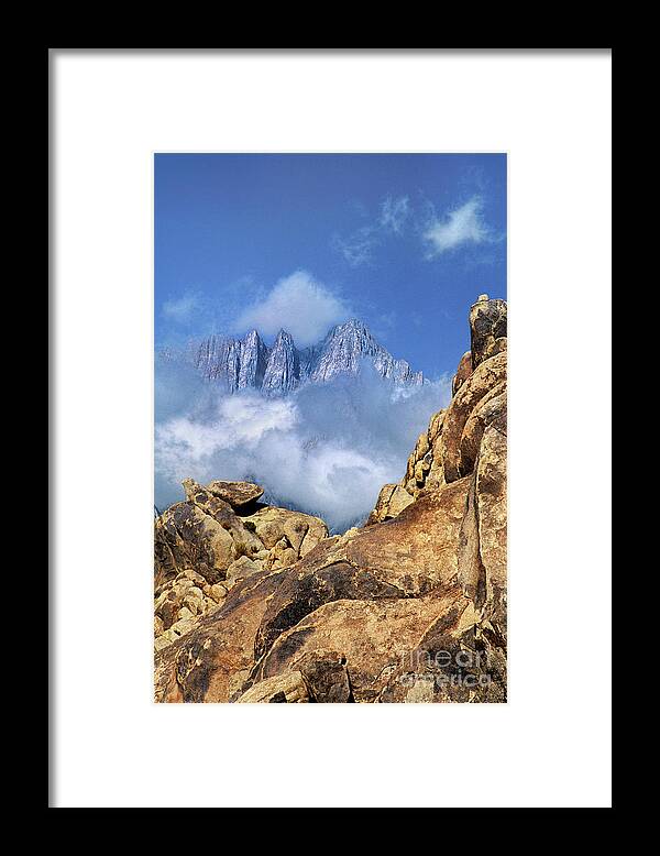 North America Framed Print featuring the photograph Mount Whitney In Clouds Alabama Hills California by Dave Welling