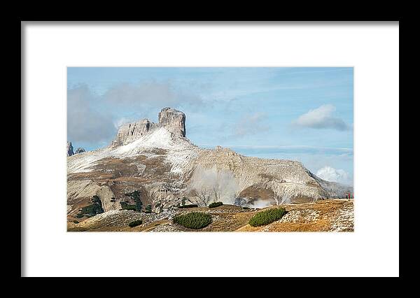 Dolomites Framed Print featuring the photograph Mountain landscape of the picturesque Dolomites Torre dei Scarp by Michalakis Ppalis