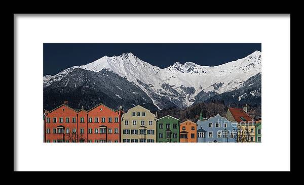 Scenics Framed Print featuring the photograph Mountain Peaks Topping The Roofs Of Old by Sergey Alimov