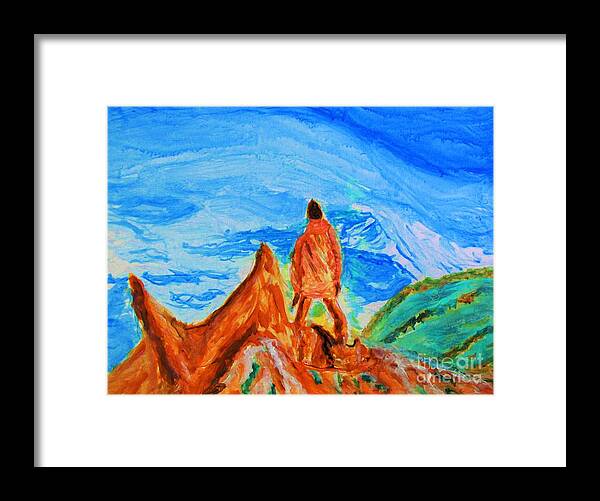 Mountain Vista Framed Print featuring the painting Mountain Vista by Stanley Morganstein