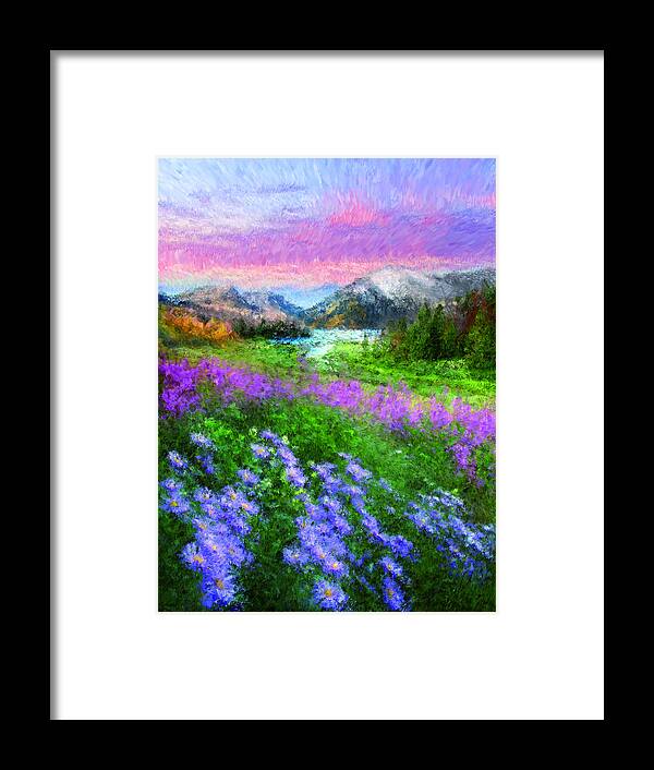 Mountains Framed Print featuring the painting Mountains by Vart Studio