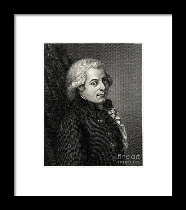 Engraving Framed Print featuring the drawing Mozart, 19th Century. Artist C Cook by Print Collector