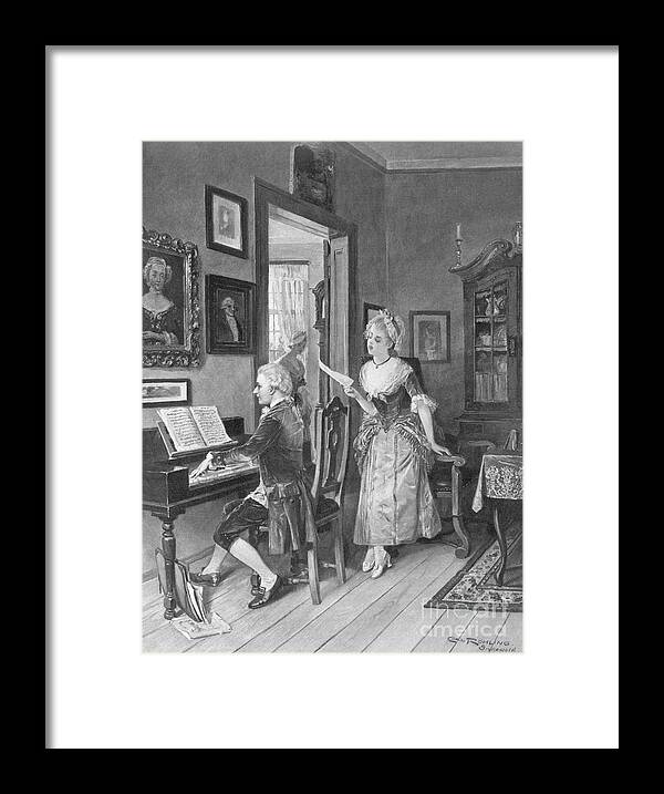 Art Framed Print featuring the photograph Mozart Playing Piano For Young by Bettmann