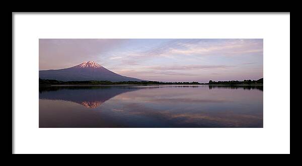 Tranquility Framed Print featuring the photograph Mt Fuji From Lake Tanuki by Photographer Aron Pena