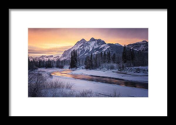 Banff Framed Print featuring the photograph Mt. Kidd In Winter by Yongnan Li ?????